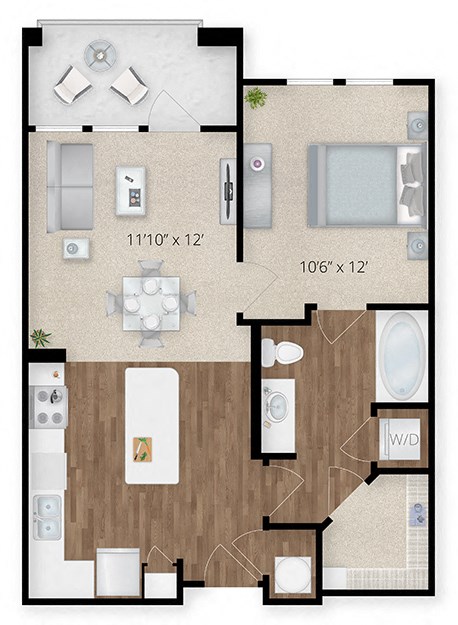 a floor plan of a bedroom with a bathroom and a living room